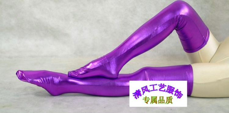 涂膠高筒式長襪子漆皮長筒襪子禮儀舞臺(tái)演出襪子高光高彈性感情趣