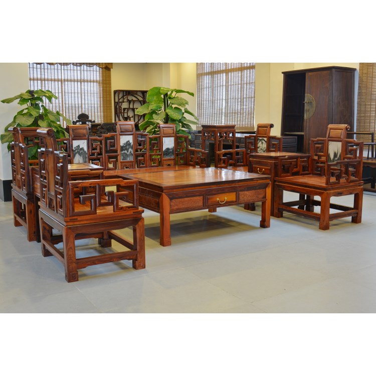 東興紅木家具 巴里黃檀沙發 花酸枝 勾云卷書沙發(現貨,B1203)