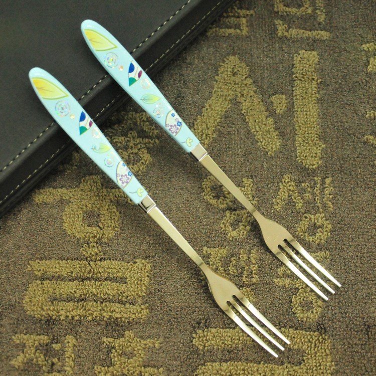 韓國餐具兒童攪拌勺子叉子 咖啡匙小奶精勺 湯匙日用百貨批發 2P