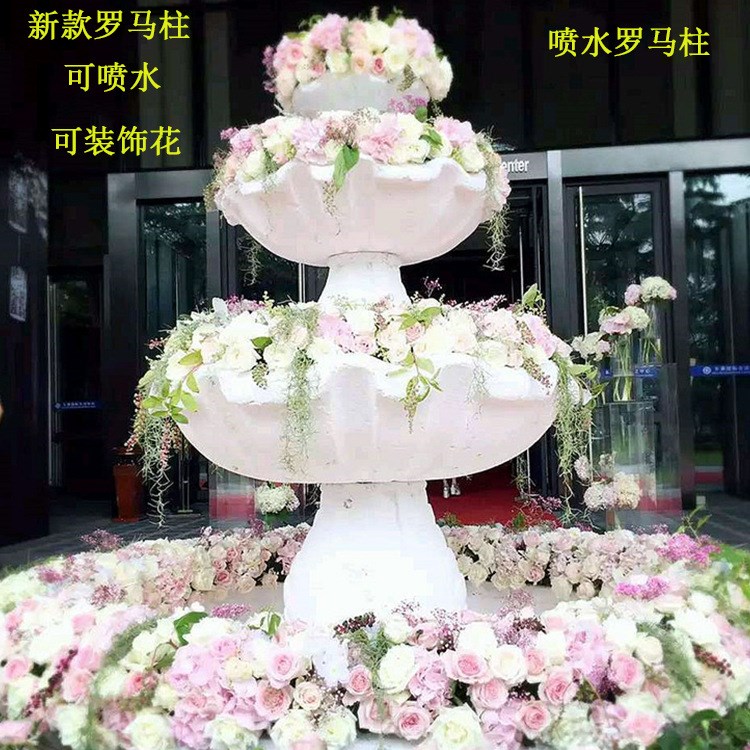 婚慶歐式多層羅馬柱花盆婚慶噴泉花園別墅酒店影樓噴水池道具擺件