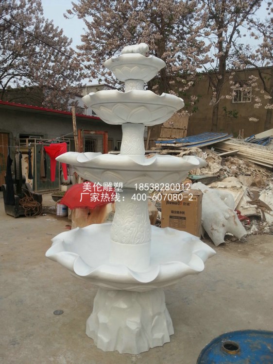 美倫雕塑廠家直銷玻璃鋼流水景觀別墅小區流水花缽盆景噴泉