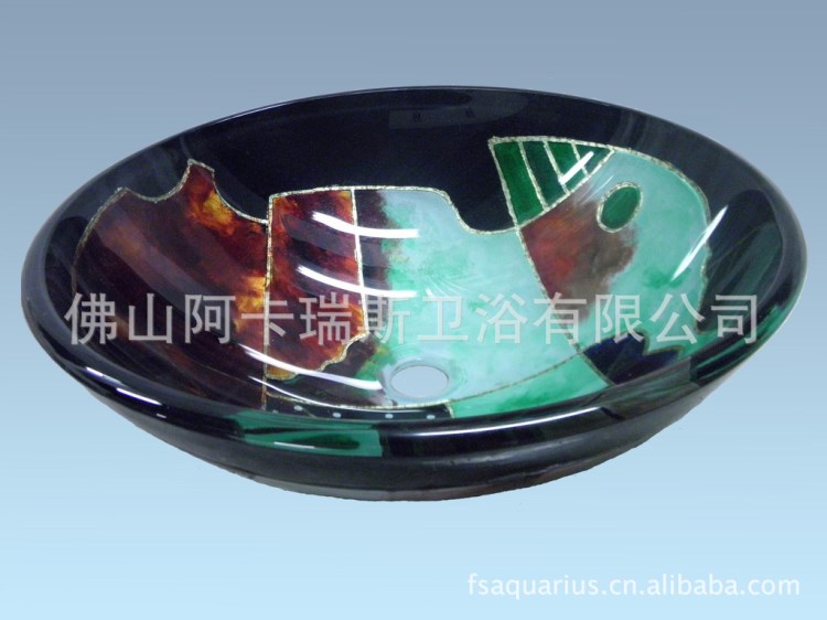 【阿卡瑞斯衛(wèi)浴】新款玻璃手繪盆、玻璃洗手盆