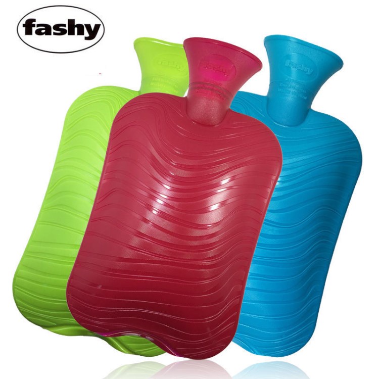 德國原裝fashy雙波紋熱水袋充水PVC暖水袋沖水大中號暖手袋