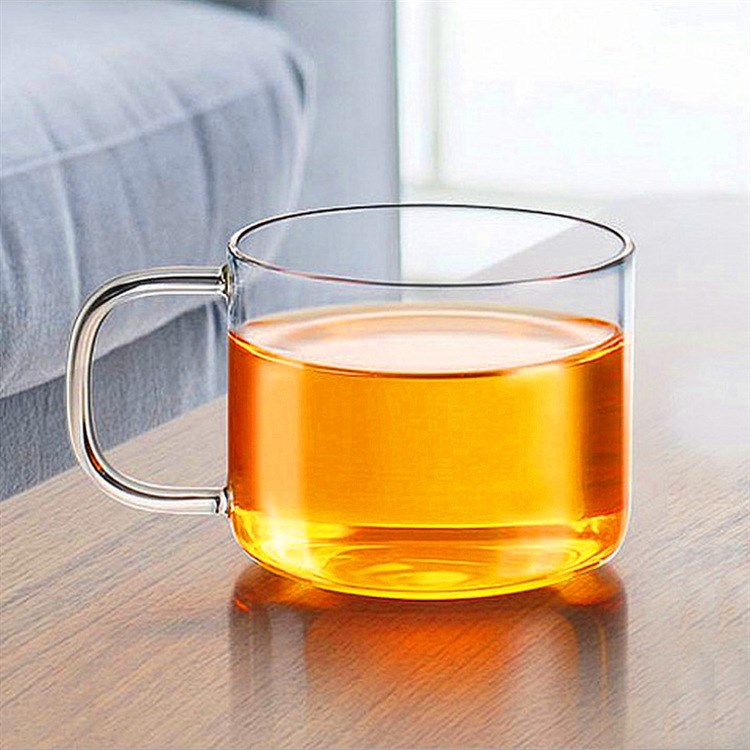 耐熱玻璃茶具品茗杯小玻璃茶杯 帶把小花茶杯 直筒玻璃水杯 批發(fā)