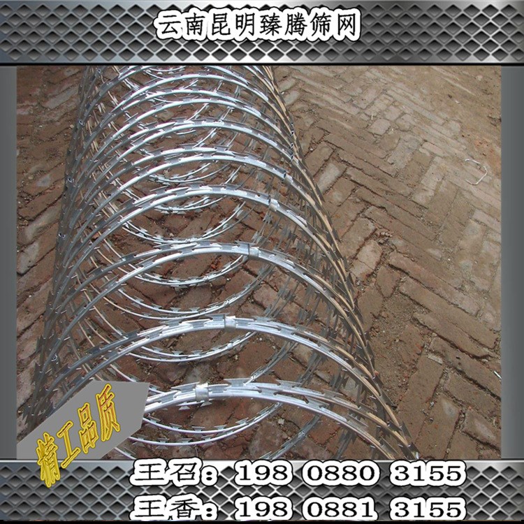 云南昆明監(jiān)獄鍍鋅浸塑刺鐵絲刀片網(wǎng)