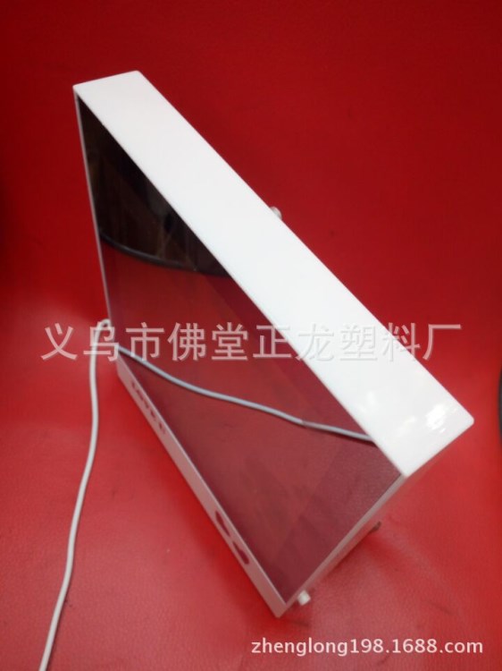 LED帶燈臺式鏡 可裝電池 可插電方形單面臺式鏡 燈鏡塑料化妝鏡子
