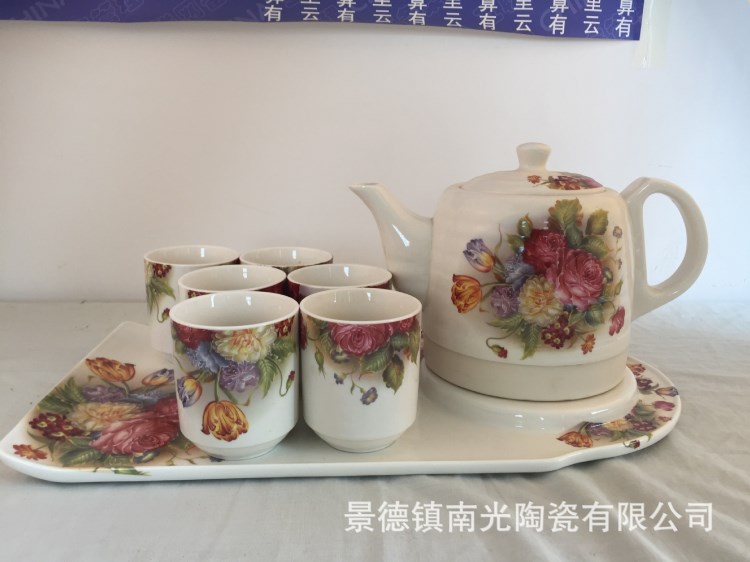 陶瓷茶具 套装茶壶茶碗5件套水具水杯 礼品景德镇陶瓷电水壶电热