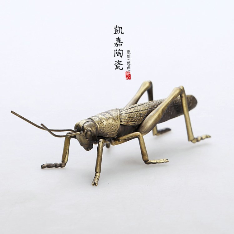 銅合金蝗蟲(chóng)螳螂 養(yǎng)壺茶筆架 筆擱 筆架筆托茶具配件蓋置茶寵擺件
