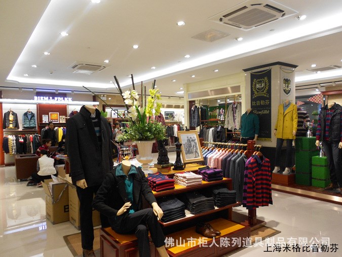 廠家直銷(xiāo)服裝展柜設(shè)計(jì) 比音勒芬男裝專賣(mài)店展示柜 服裝展示柜制作