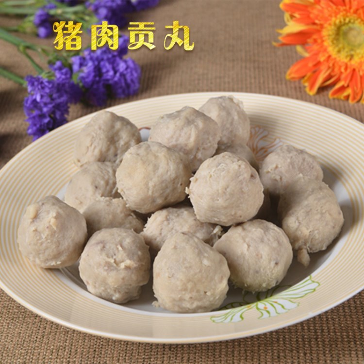 名冠 廠家直銷豬肉貢丸 火鍋食材瘦肉丸 關(guān)東煮麻辣燙肉丸子批發(fā)