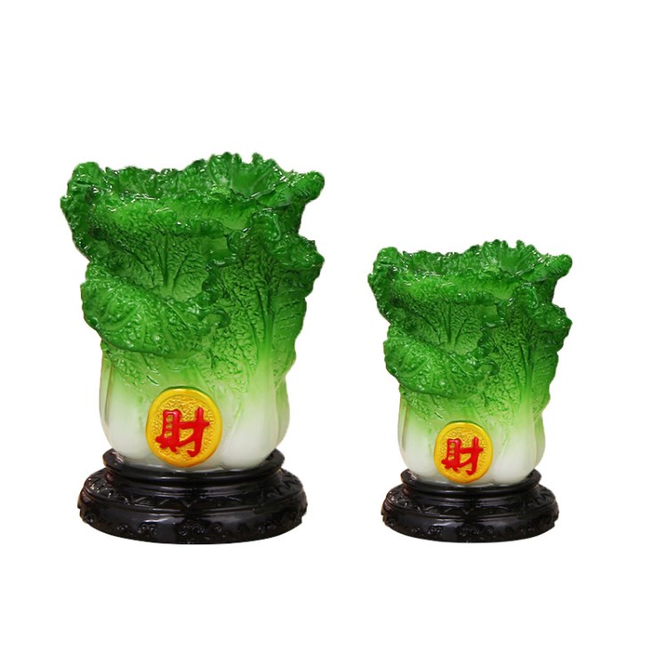 樹脂仿玉大白菜工藝擺件創(chuàng)意招財(cái)禮品工藝擺件水晶膠玉白菜筆筒