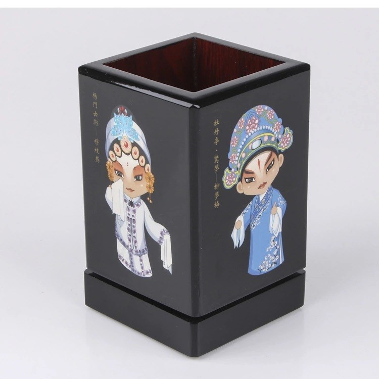 華江外事校慶商務慶典禮品 漆器 旋轉筆筒 國粹 京劇人物 可定制