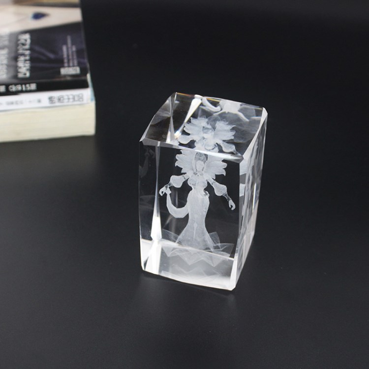 水晶3D內(nèi)雕神女 3D激光內(nèi)雕影像 雕刻水晶神像工藝品