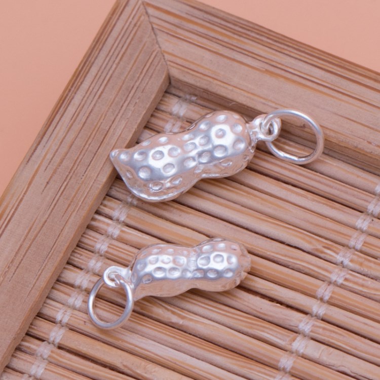 s925銀DIY配件批發(fā) 新版老花生吊墜響鈴 串件手串項(xiàng)鏈廠家直銷