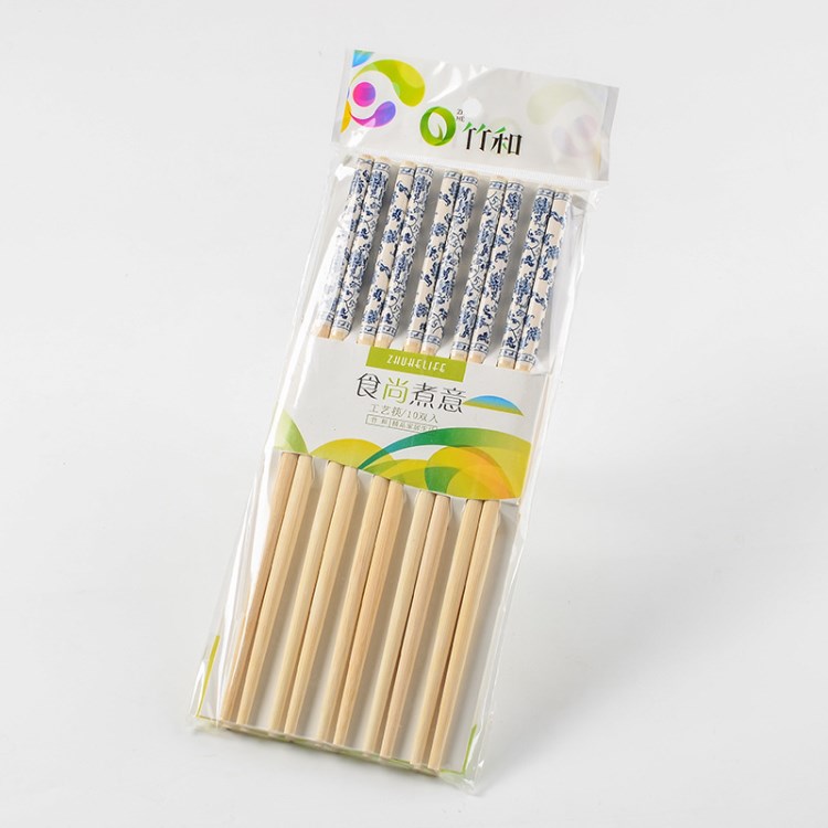 竹和清新一族本色套花筷 廠家直銷家用竹制筷子支持加工定制