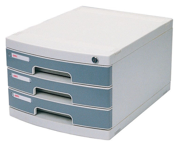 得力8833 文件柜3層硬塑文件柜 資料整理柜臺式