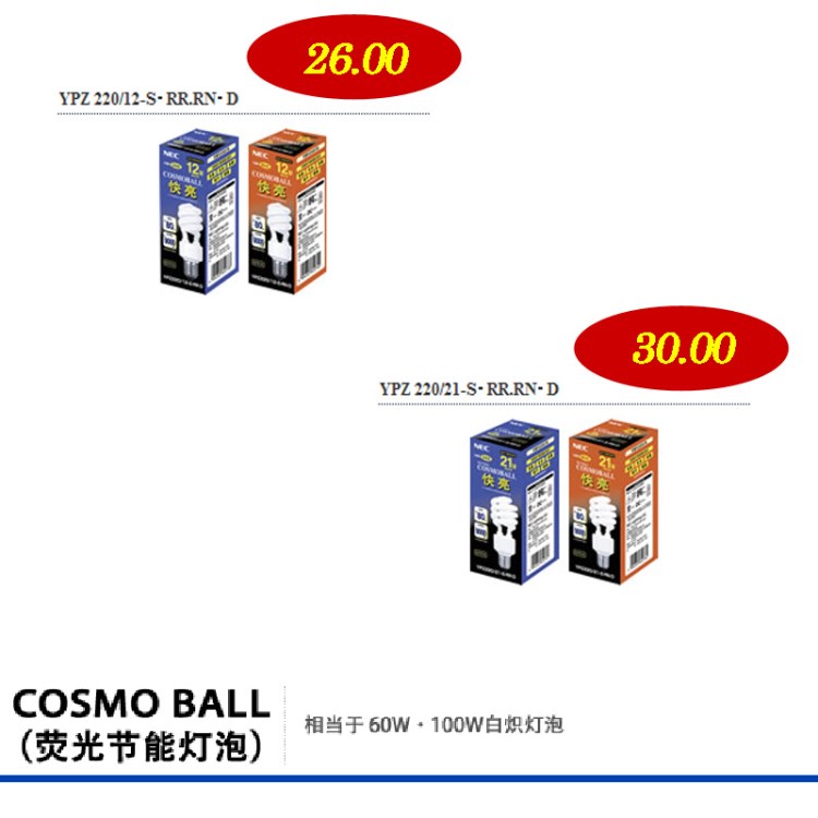 供應日本NEC節能燈泡YPZ 220/12-S?RR?D