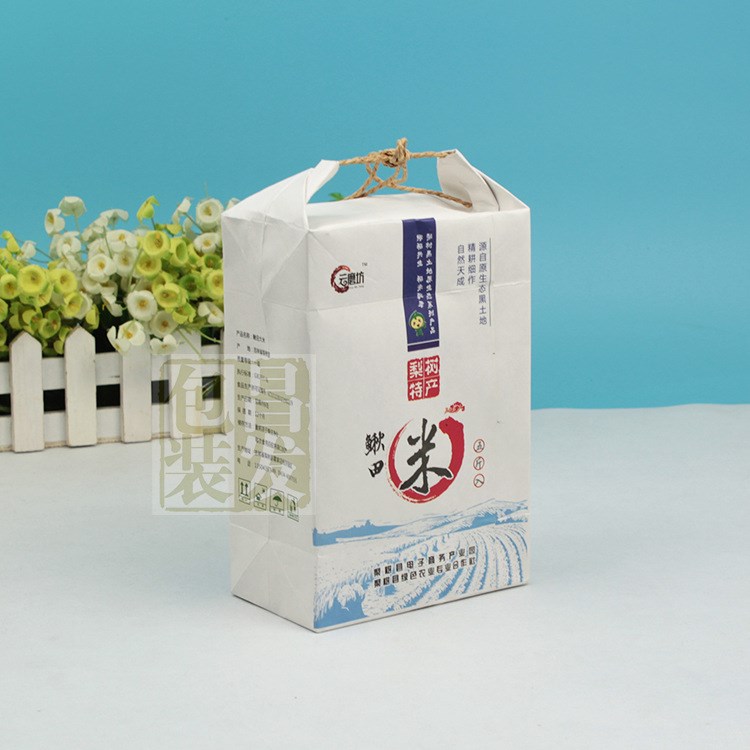 生產(chǎn)白牛皮紙大米袋 5斤手提 食品紙袋 面粉包裝袋 免費設(shè)計