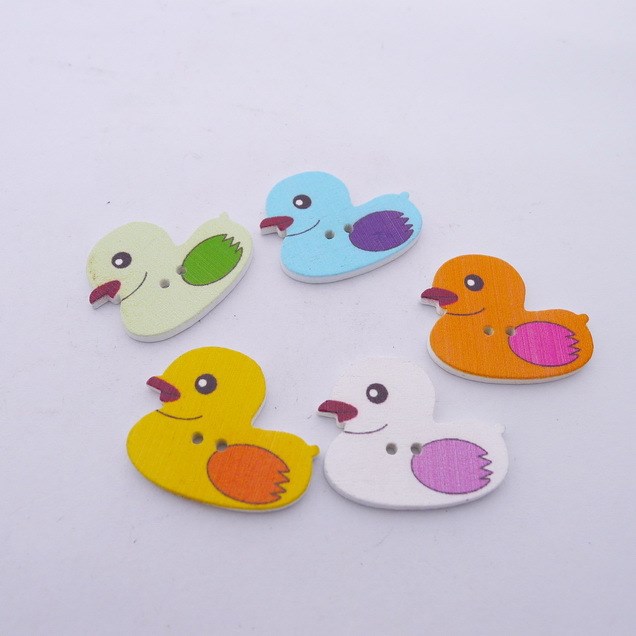 B0022 28*24mm 小鴨彩繪紐扣 木扣子DIY飾品配件廠家直銷200粒/包