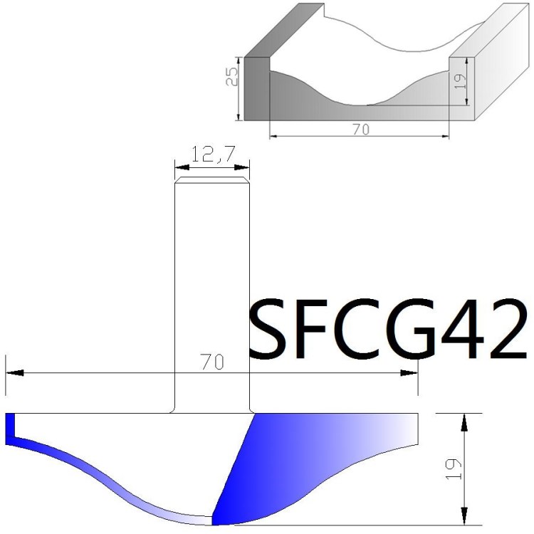 SFCG42木工刀具定做合金鎢鋼線型扶手立銑門框門芯板刀修邊機(jī)刀具