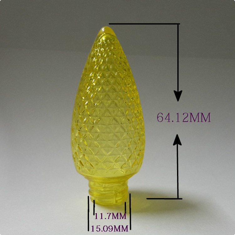 廠家直銷LED小功率C9草莓形鉆石形黃色室外防水燈泡殼 塑料燈罩