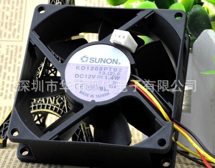 SUNON建准 KD1208PTB2 12V 1.4W 8025 8CM 机箱静音 3线 散热风扇