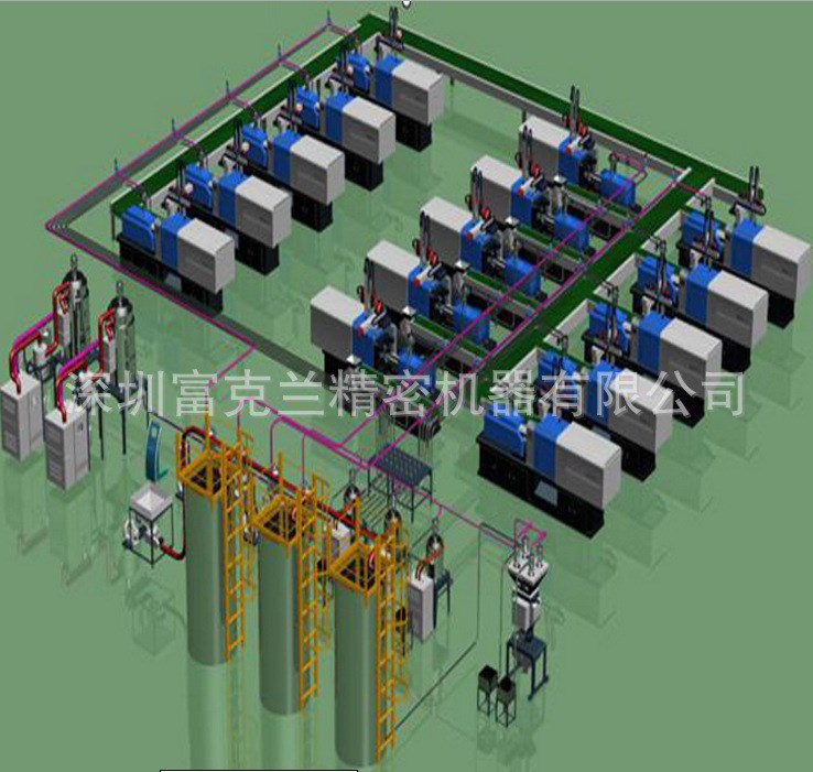 工厂承接各类注塑车间集中供料设计安装改造 富克兰集中供料系统