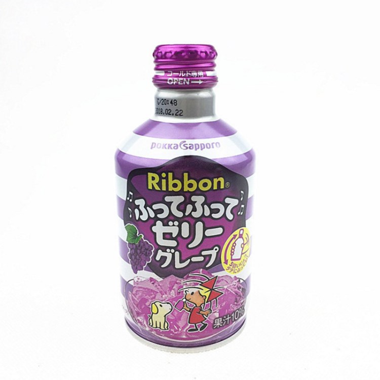 批發(fā)日本 百佳Pokka Ribbon葡萄果汁搖搖果凍飲料 275g*24瓶