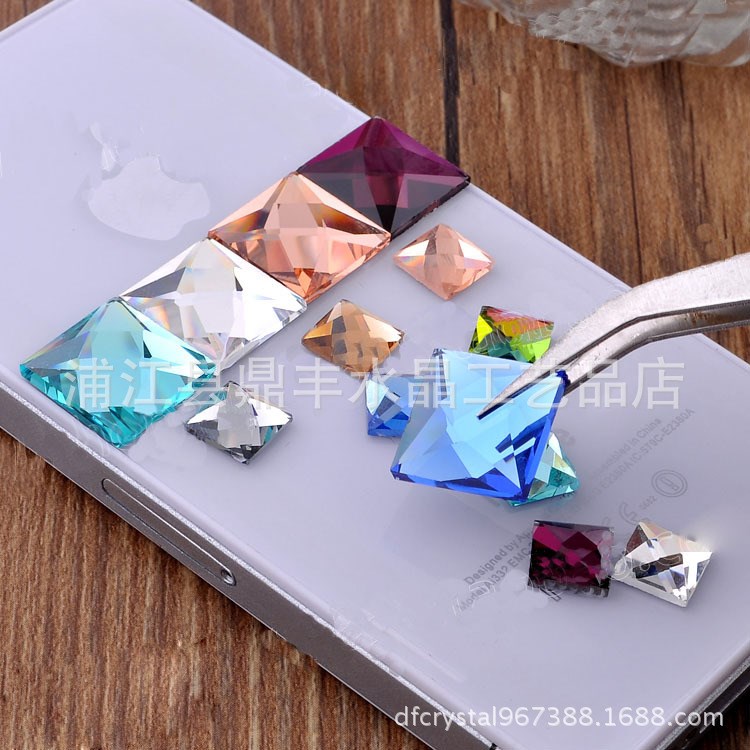 14mm正方直角平底彩色異形鉆玻璃diy飾品配件手機殼貼鉆異形鉆