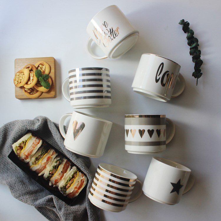 金色年華創意金屬陶瓷馬克杯學生情侶辦公室早餐牛奶杯子400ML