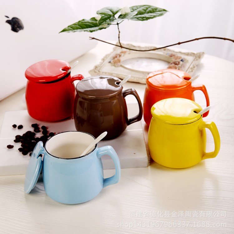 復古創意陶瓷杯大肚杯子 牛奶早餐杯咖啡杯 色釉馬克杯logo定制