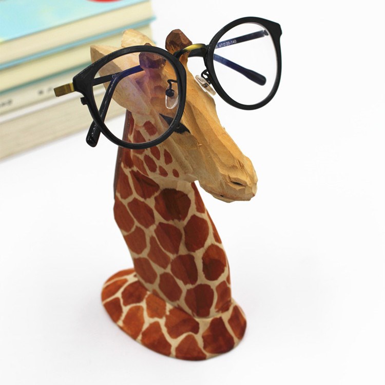 現貨實木動物眼鏡展示架子 創意家居工藝飾品 復古禮品擺件