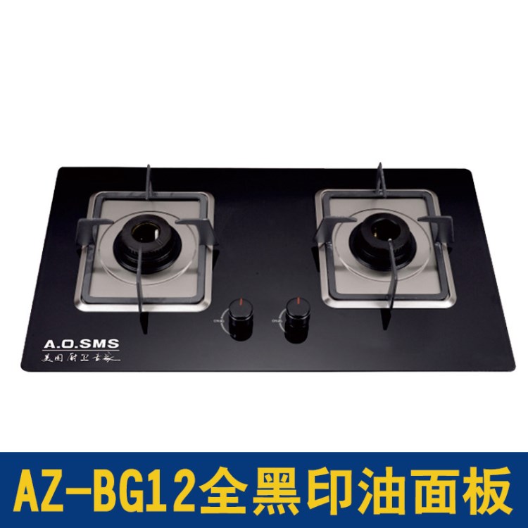 史密斯AZ-BG12燃氣灶 家用全黑印油面板燃氣灶 鑄鐵防風架灶具