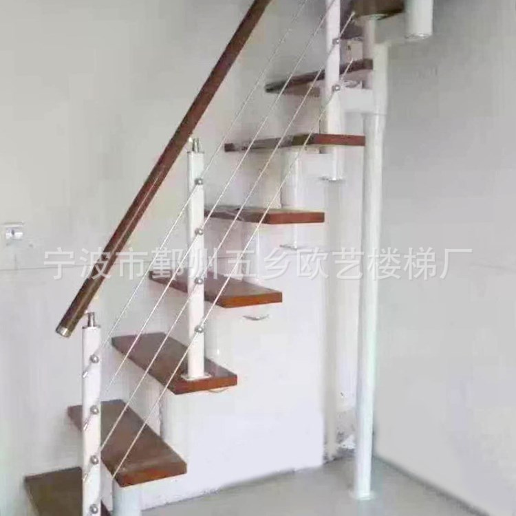 寧波廠家 橡膠木鋼梯板 室內(nèi)家裝工程整體復式鋼木樓梯 定制加工