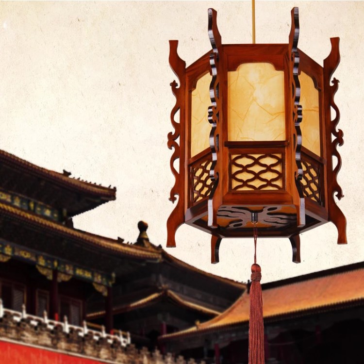艾果中式木藝燈籠仿古實(shí)木宮燈陽臺(tái)廣告走廊大門中秋戶外吊燈掛飾