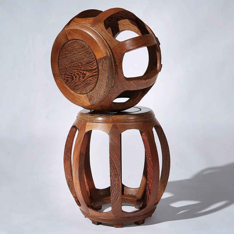 红木家具鸡翅木圆鼓凳中式仿古小鼓凳矮凳实木餐凳鼓墩换鞋凳批发