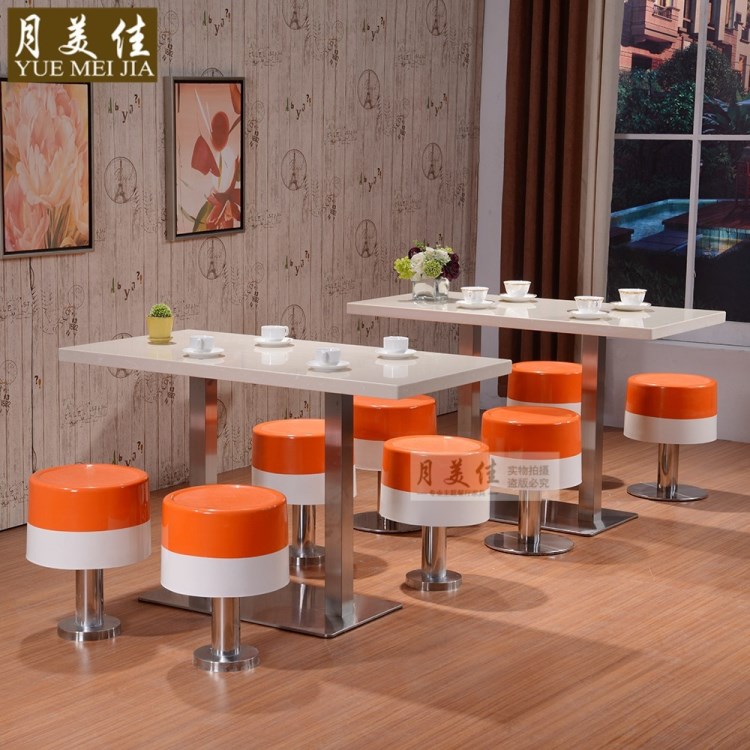 餐廳吧凳小吃店快餐店玻璃鋼圓凳不銹鋼固定高腳凳子吧臺(tái)凳