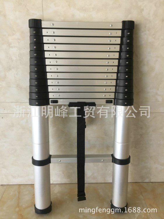 3.8米加厚鋁合金便攜式伸縮梯子廠家歐洲EN131標(biāo)準(zhǔn)竹節(jié)梯