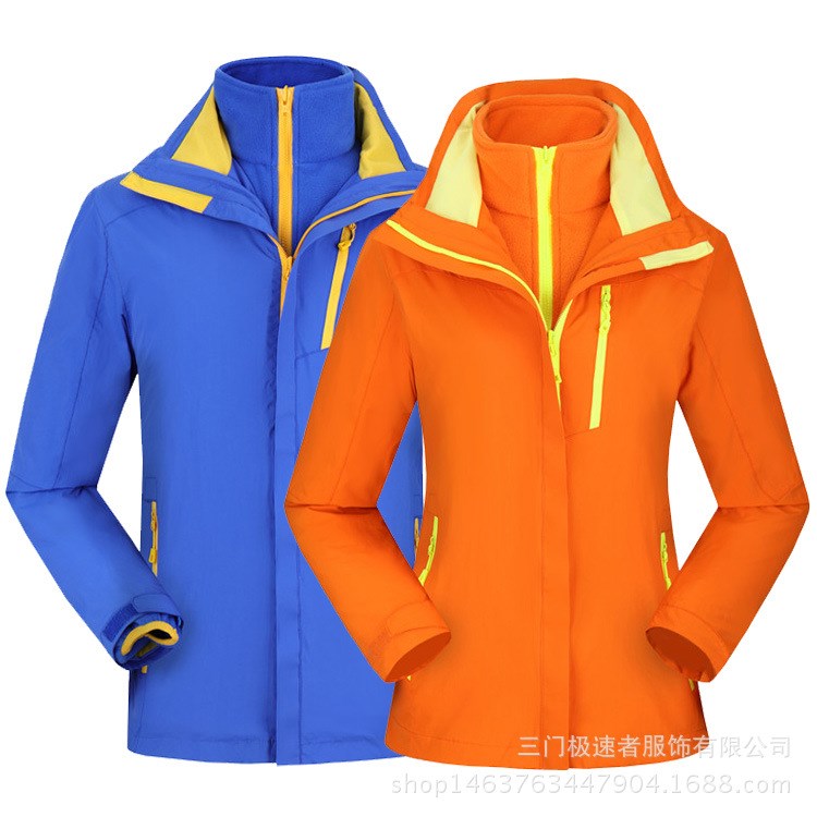 新款沖鋒衣男三合一加厚兩件套登山服女秋冬季團(tuán)體工作服定制1763