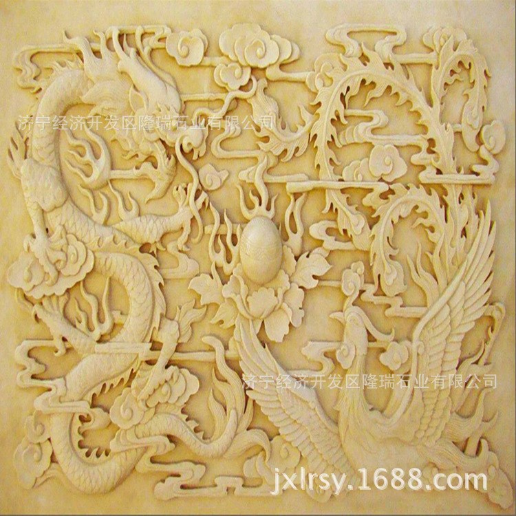供應(yīng)室內(nèi)外石雕墻畫 黃銹石龍鳳浮雕壁畫 干掛板批發(fā)