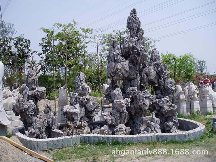 大量批發(fā)風(fēng)水塑石假山 大型靈璧石假山設(shè)計(jì)制作