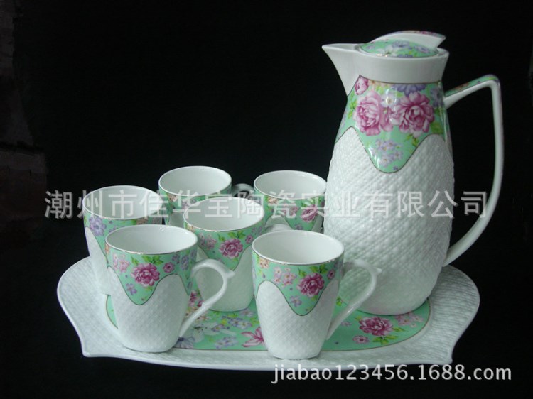 佳華寶茶具 陶瓷冷水壺 時尚環(huán)保涼水壺 精美禮品套裝 八件套杯壺
