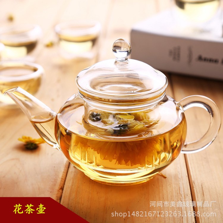 厂家批发手工吹制耐热高硼硅玻璃茶壶 红茶冲茶壶器 250ml