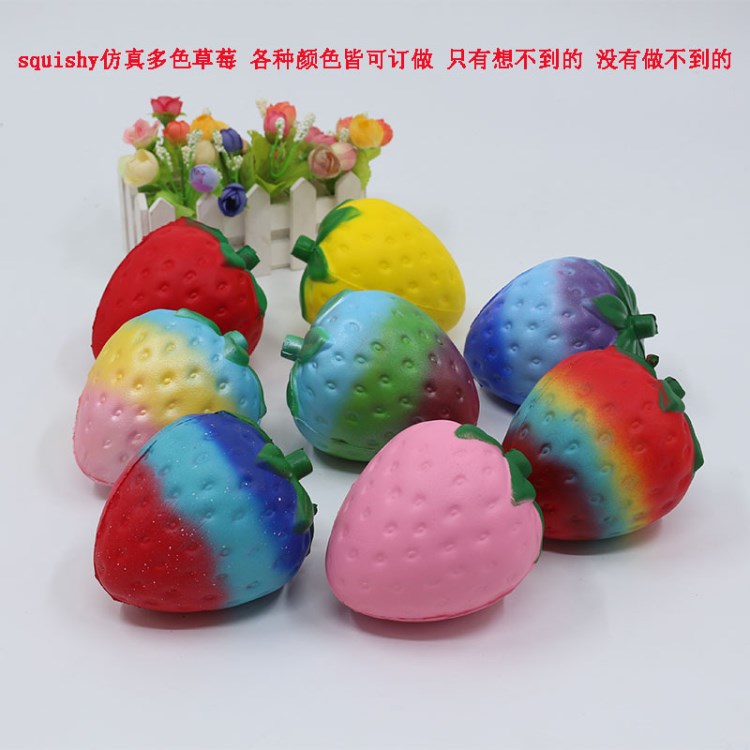 pu仿真草莓假草莓squishy charm帶香味慢回彈大草莓仿真水果pu