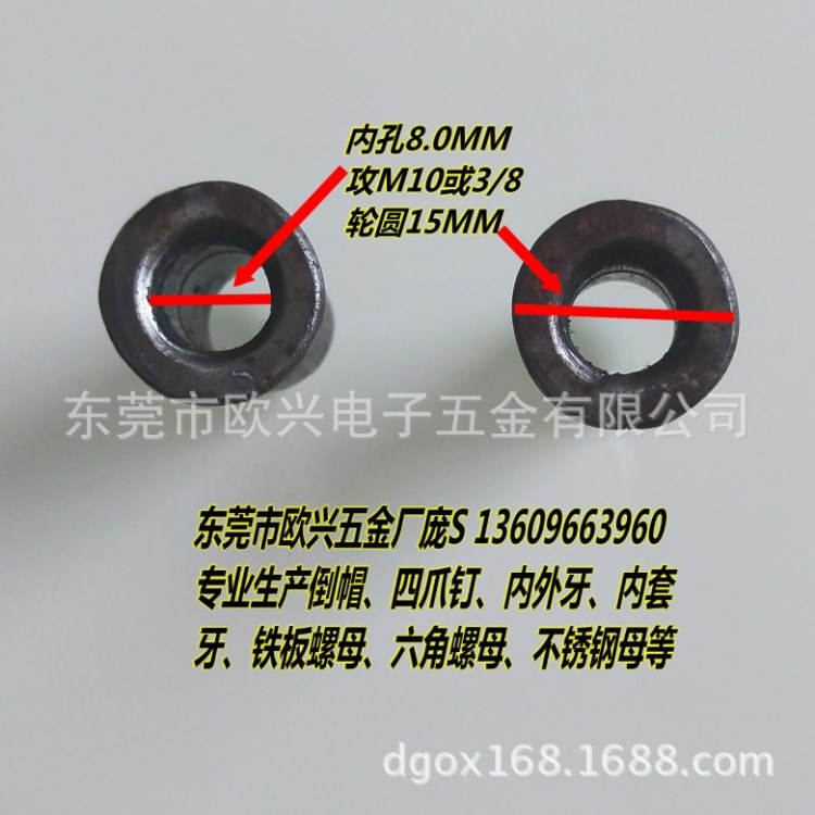 碳鋼四腳釘 四角螺母釘 T帽內(nèi)外牙套管倒帽 用于木器家具M8*16