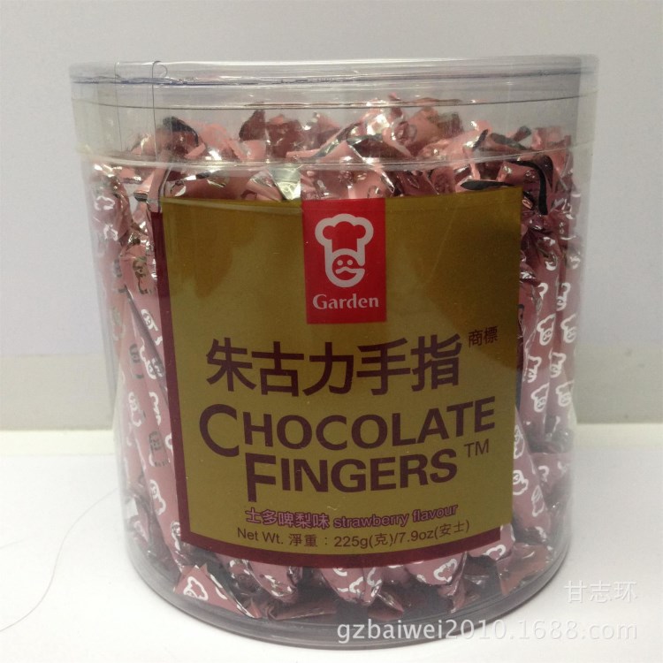 批發香港嘉頓手指巧克力餅士多啤梨味225g*12桶/箱