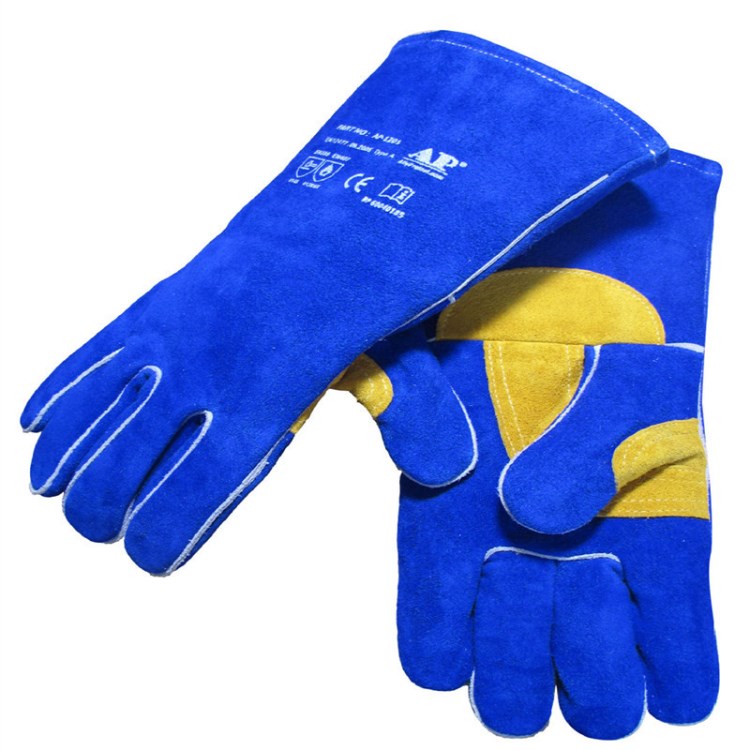 供應電焊手套 彩藍色護掌燒焊手套 AP-1201工廠商家批發 生產手套