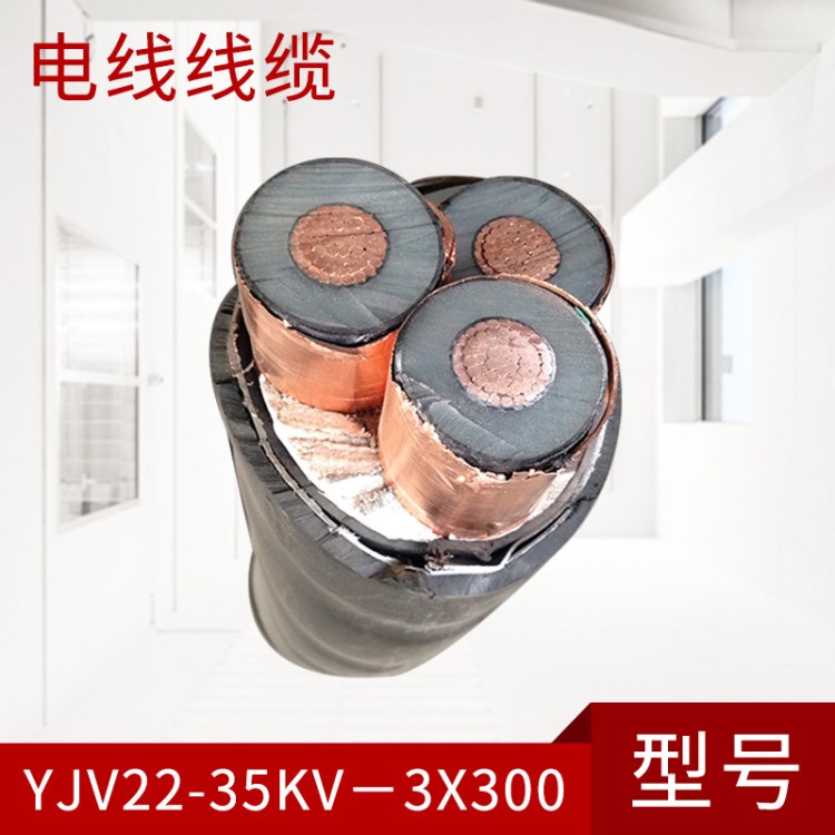 高壓電纜線YJV22-35KV-3X300絕緣足米足量導(dǎo)電率高電線國(guó)標(biāo)電纜