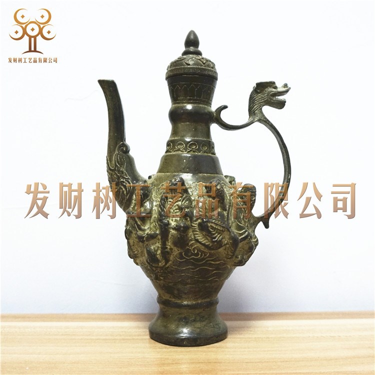 仿古銅器八仙酒壺影視道具銅酒茶壺工藝品擺件