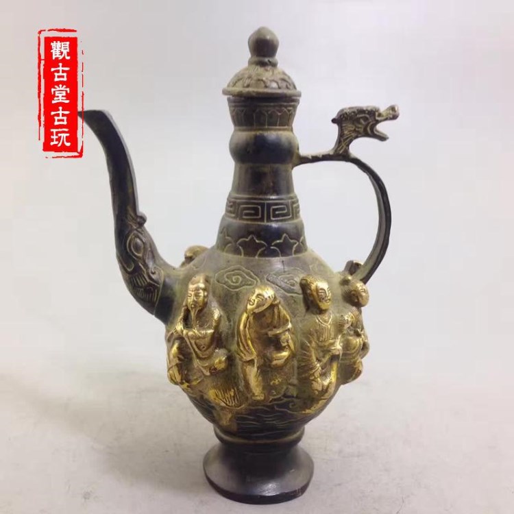 古玩銅器擺件銅壺水壺茶壺酒壺仿古八仙壺家居裝飾工藝禮品收藏